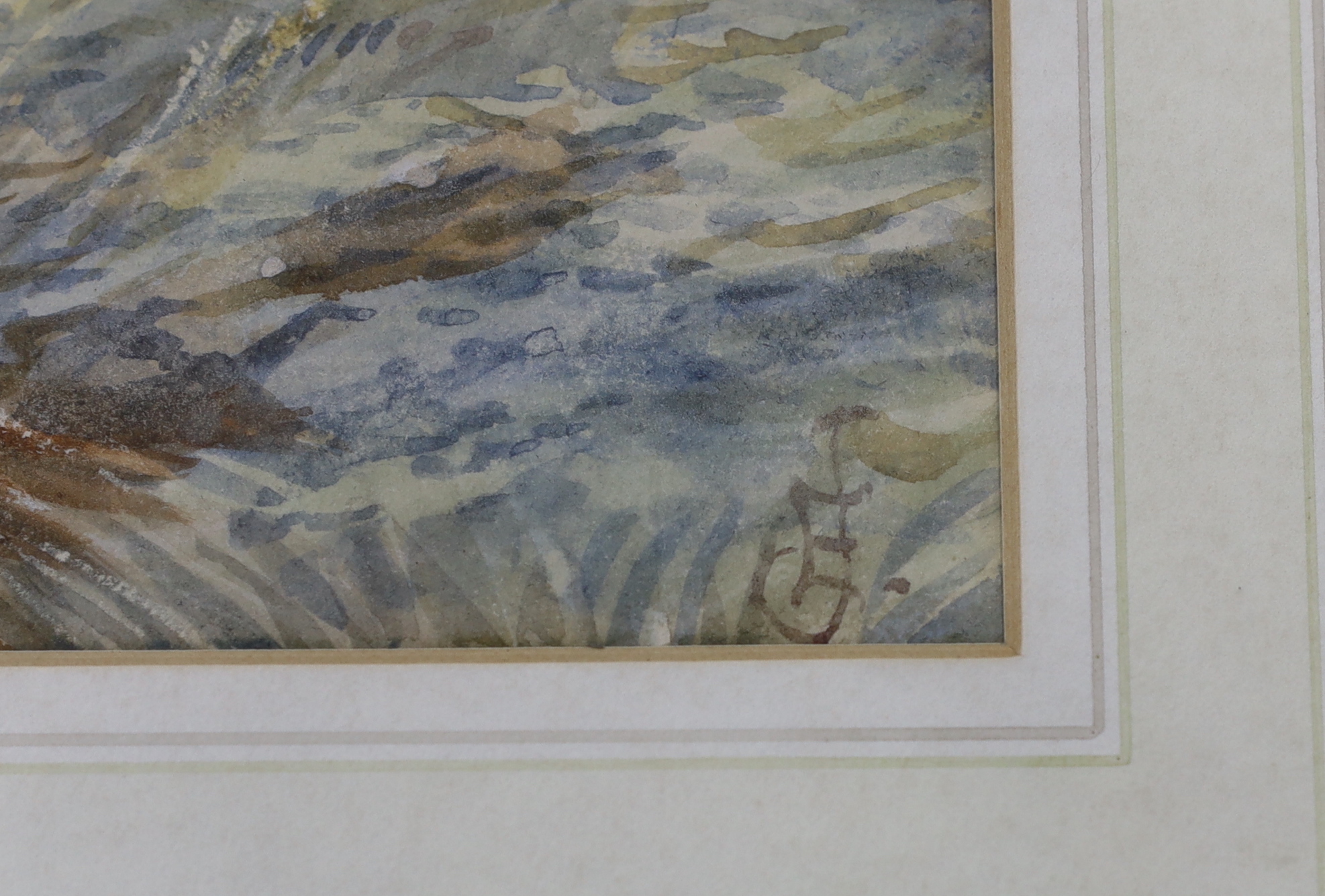 E. Jennings, watercolour, Bramber Castle, Sussex, signed with monogram, 26 x 60cm